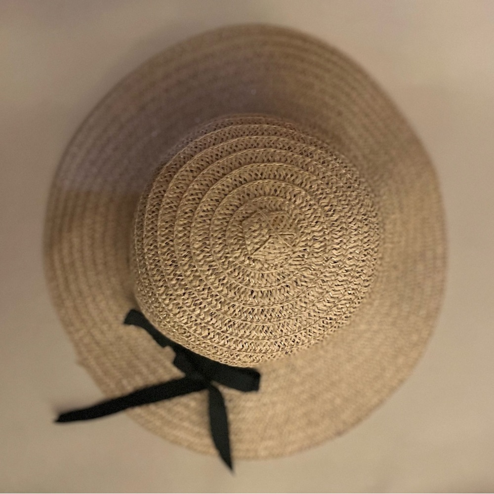 Raffia Sun Hat with Black Ribbon - Picture 2 of 3